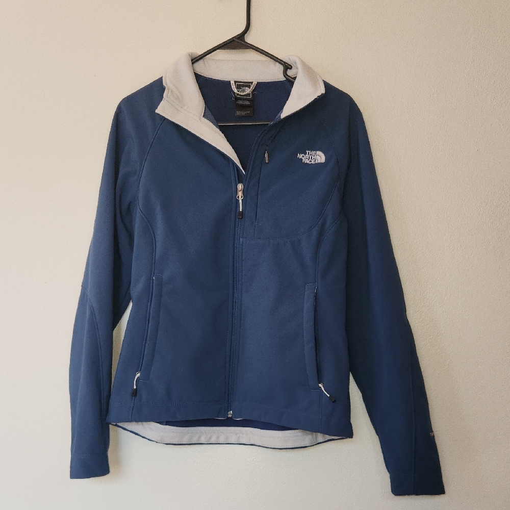 The North Face TNF Apex Women's Blue With White Detailing Jacket 3 Pockets Sz M